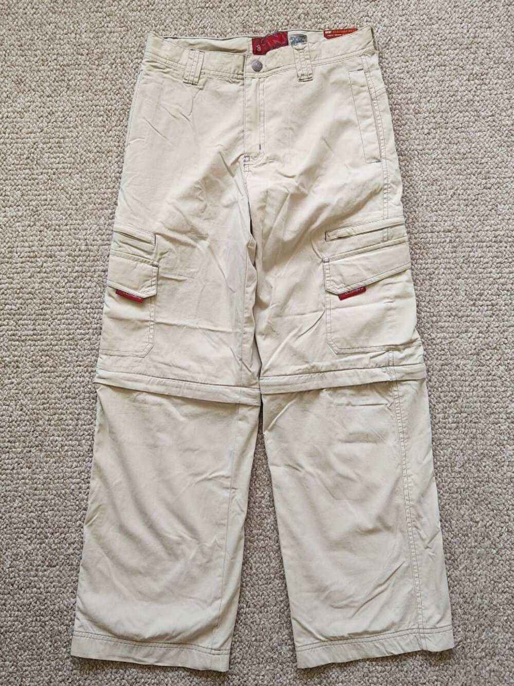 NEW Old Navy Vintage Y2K Wide Leg Beige Cargo Pants Zip Off Boys 14 Skater 90s
